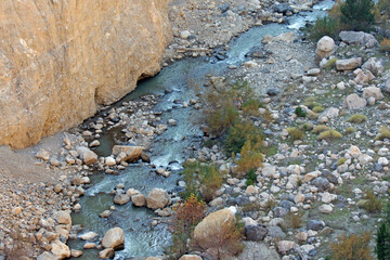 In the  morning of an autumn day, a partial view of Çakıt River in Belemedik village in Pozantı distrcit of Adana province of Turkey