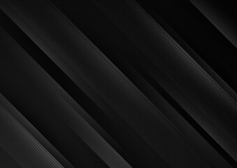 Obraz premium Abstract wave curve vector line in black background. Modern wavy line pattern (wave curves). Premium stripe texture for banner, business background. Shiny luxury vector template