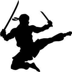 Ninja Flying Kick Man Silhouette © Christos Georghiou