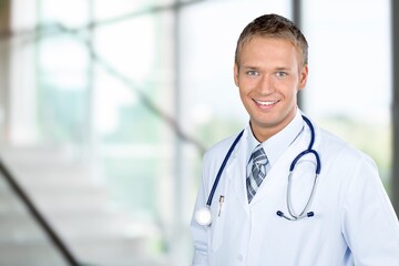 Nurse or doctor posing in medical hospital