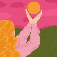 Hands holding up the sun