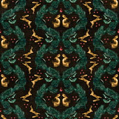 Christmas rabbit pattern. Trendy New Year 2023 seamless background, textile, fabric design.