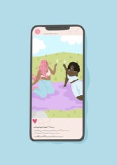 social media post with friends on a phone