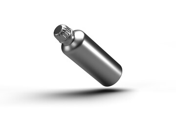 Mockup of a bottle of water or other liquids in aluminum. 3D render
