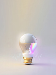 3d icon of generic smart modern bulb with neon and glowing details