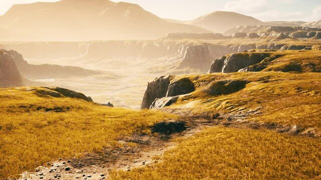 Mountain scenery with dry grass in Afghanistan