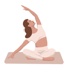 Girl and yoga. Vector illustration on a white background