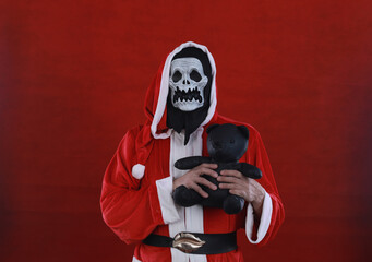 Santa Claus devil on a red background