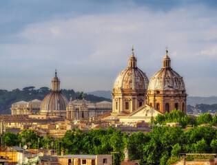 Fototapeta na wymiar Top view of the Vatican domes, Rome, Italy