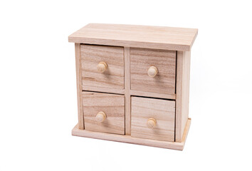 Small wooden box with cells isolated on a white background
