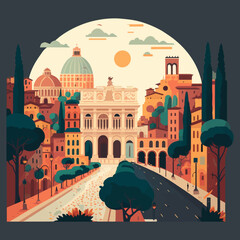 Fototapeta na wymiar visit travel rome italy destination, flat design concept vector illustration