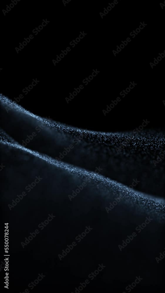 Poster slow moving dotted wavy detailed lines on dark black copy space background animation. vertical video