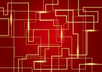 Abstract dark red and gold background with line shapes
