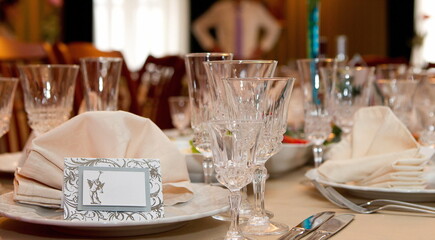 Table setting in a restaurant close-up