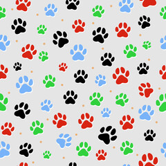 Dog paw footprint seamless pattern vector