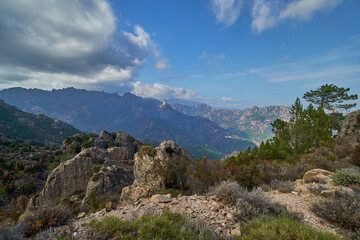 Fototapeta na wymiar rugged mountainous landscape of Corsica