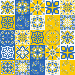 Contrasting pattern for decorative ceramic tiles in Spanish Azulejo style