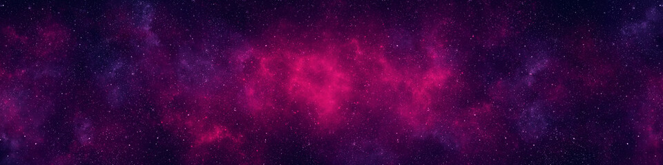 Nebula and stars in night sky web banner. Space background.