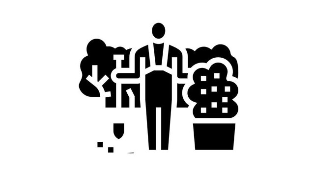 landscaper business glyph icon animation