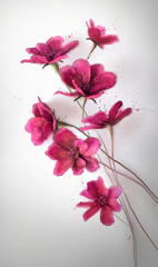 burgundy imitation drawing of flowers in watercolor style with spray on paper	