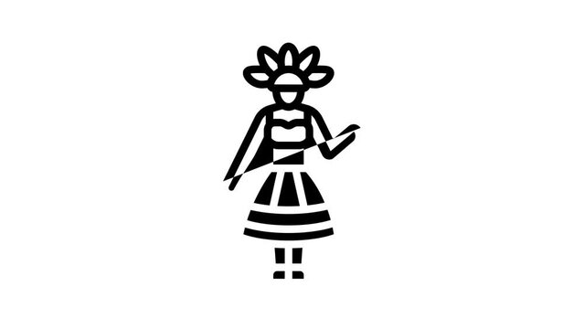 fiesta woman line icon animation