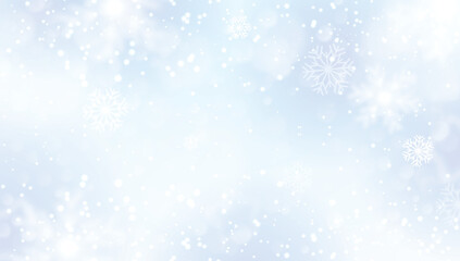 Abstract Snowflake background, christmas glitter background with stars. Festive glowing blurred texture.