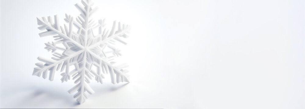 Snowflake on white background image created with Generative AI technology 