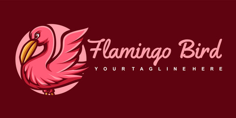 Flamingo logo design with landscape size. very good for business needs