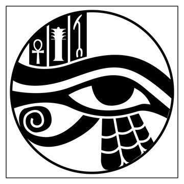 Egyptian Eye of Horus, ankh ,Djed, Was symbol.eps
