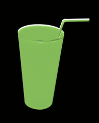 Embossed green reusable Cup with straw