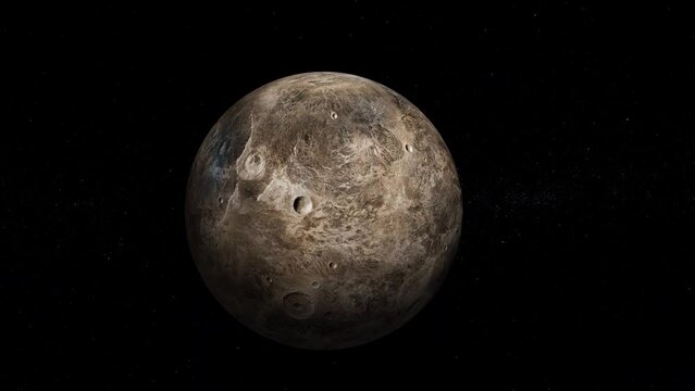 Ceres fictional view 3d realistic rotated planet