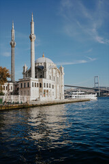 Fototapeta na wymiar View at Ortakoy Camii and Bosphorus bridge, Istanbul, Turkey