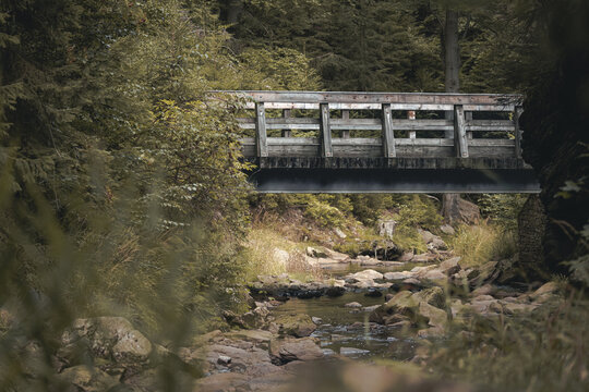 Br&uuml;cke &uuml;ber einen Fluss im Erzgebirge, mystische Umgebung im Erzgebirge