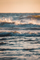 Große aufbrausende Wellen an der Küste der Niederlande 