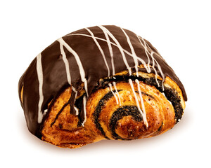Chocolate bun isolated white background