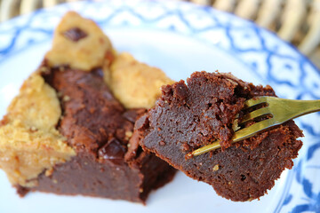 Closeup of Fudgy Texture of Mouthwatering Chocolate Brookie