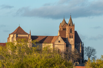 Fototapeta na wymiar Saint-Etienne Romanesque collegiate church in Vieux-Brisach on the Munsterberg hill.