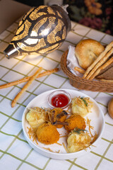 Kiev cutlet with mashed potatoes on the table