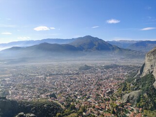 view of the city in Meteora , Greece.