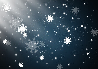 Illustration of flying snow on a transparent background.Natural phenomenon of snowfall or blizzard.	