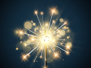 Illustration of sparklers on a transparent background.	