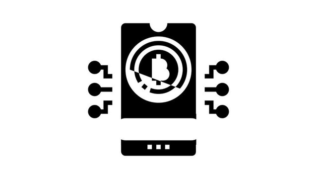 payment cryptocurrency phone app glyph icon animation