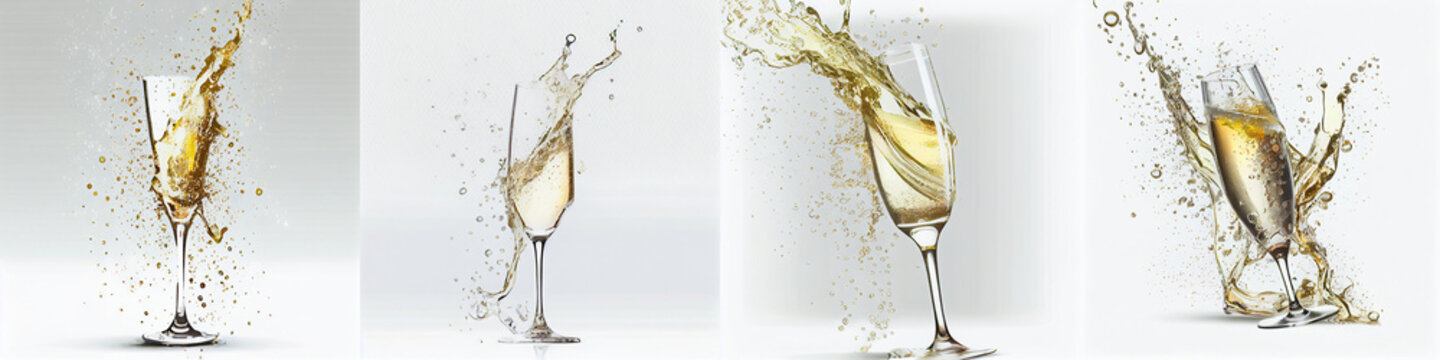 Champagne Explosion With Toast Of Flutes.