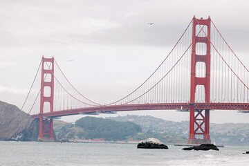 Famous Golden gate bridge on cloudy day