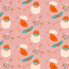 seamless pattern with christmas attributes