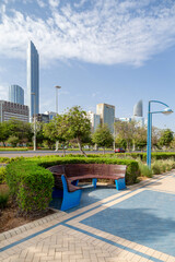 Abu Dhabi corniche in the morning, modern cityscape