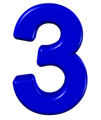 3d blue number 3