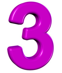 3d pink number 3
