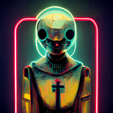Futuristic robot in clothing, ai generated image