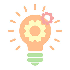 light bulb idea, innovation flat icon, creative symbol, gear illustration  